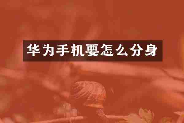 华为手机要怎么分身