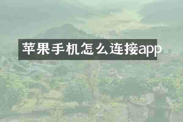 苹果手机怎么连接app