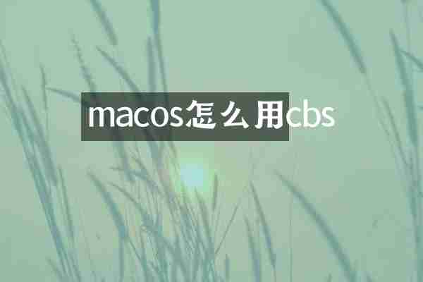 macos怎么用cbs