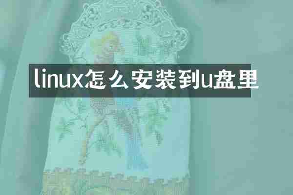 linux怎么安装到u盘里