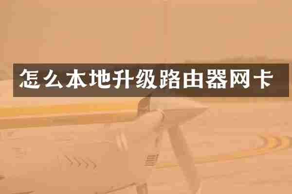 怎么本地升级路由器网卡