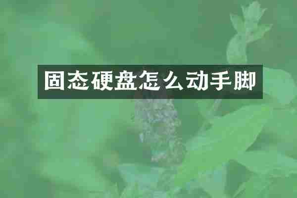固态硬盘怎么动手脚