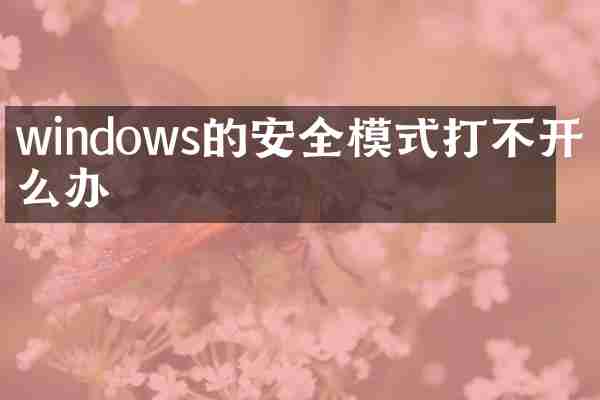 windows的安全模式打不开怎么办