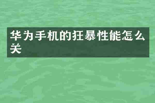 华为手机的狂暴性能怎么关