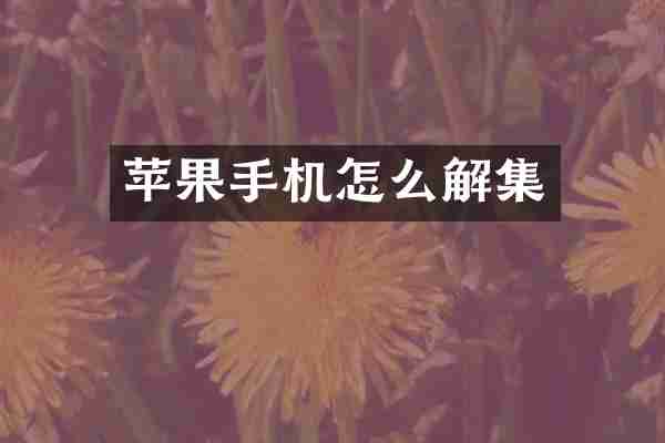 苹果手机怎么解集