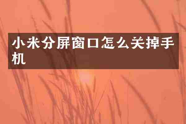小米分屏窗口怎么关掉手机