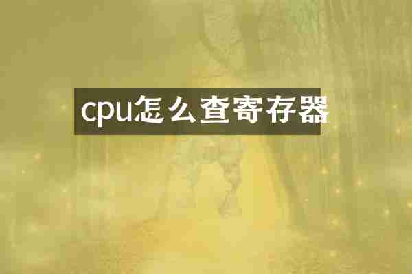 cpu怎么查寄存器