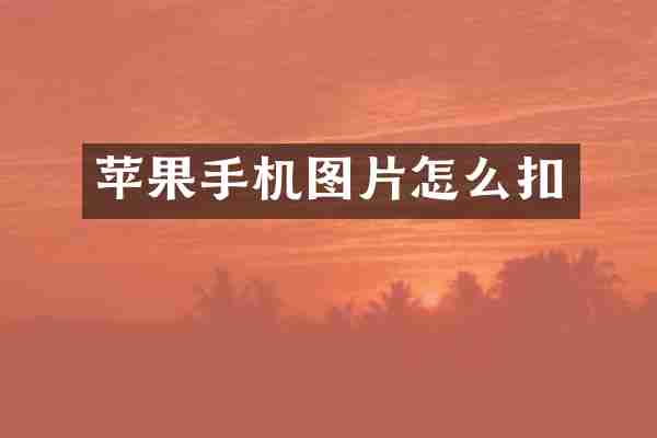 苹果手机图片怎么扣
