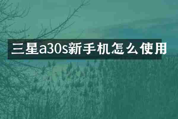 三星a30s新手机怎么使用