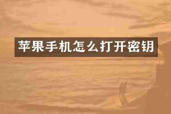 苹果手机怎么打开密钥
