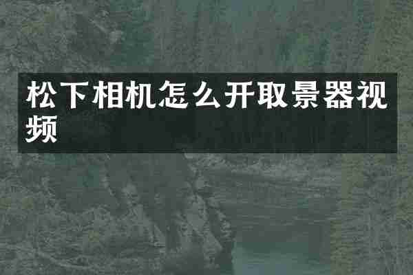 相机怎么开取景器视频