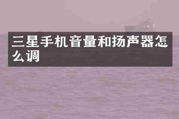 三星手机音量和扬声器怎么调
