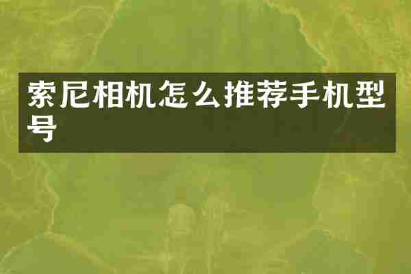 相机怎么推荐手机型号