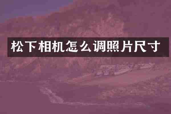 松下相机怎么调照片尺寸