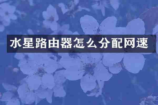 水星路由器怎么分配网速