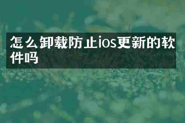 怎么卸载防止ios更新的软件吗