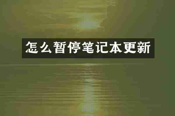 怎么暂停笔记本更新