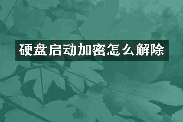 硬盘启动加密怎么解除