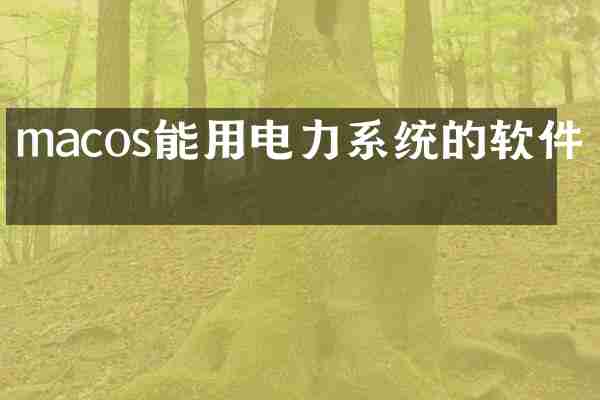 macos能用电力系统的软件吗
