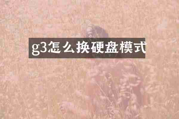 g3怎么换硬盘模式
