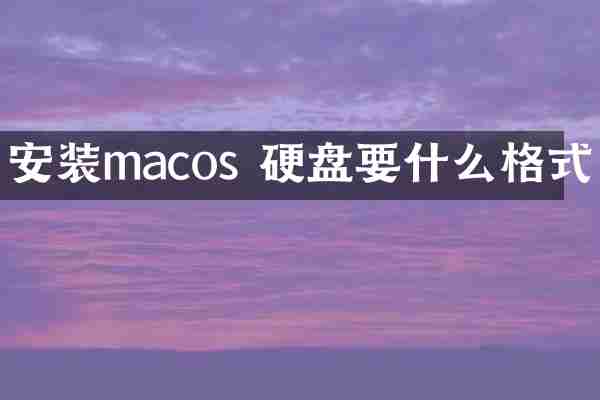 安装macos 硬盘要什么格式
