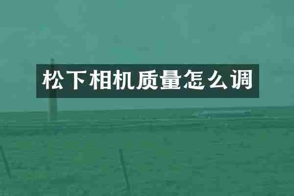 松下相机质量怎么调