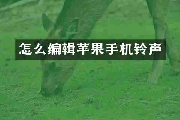怎么编辑苹果手机铃声