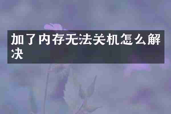 加了内存无法关机怎么解决