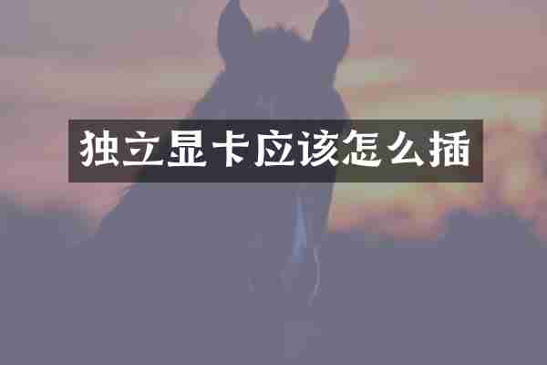 独立显卡应该怎么插