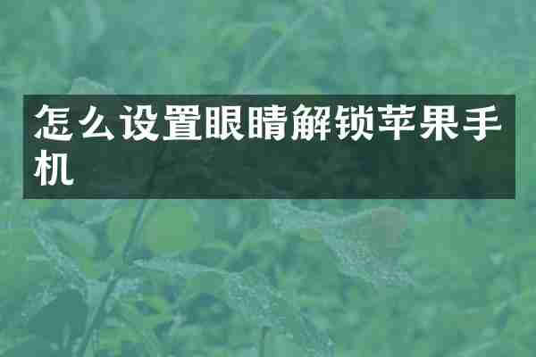 怎么设置眼睛解锁苹果手机