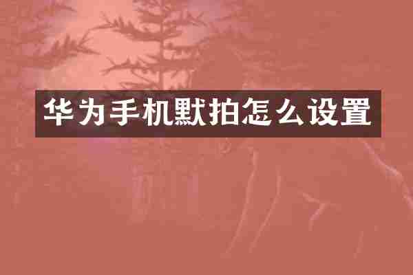 华为手机默拍怎么设置