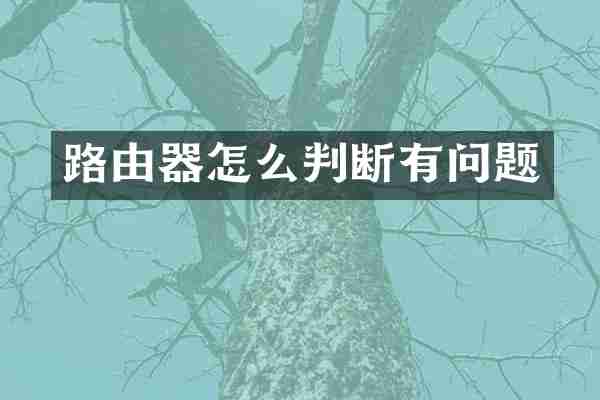 路由器怎么判断有问题