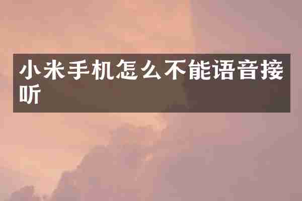 小米手机怎么不能语音接听