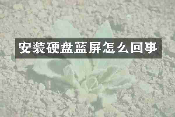 安装硬盘蓝屏怎么回事