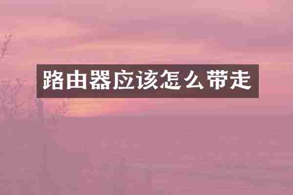 路由器应该怎么带走