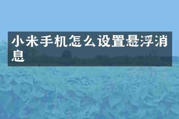 小米手机怎么设置悬浮消息