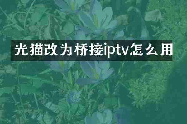 光猫改为桥接iptv怎么用