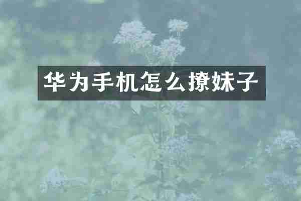 华为手机怎么撩妹子
