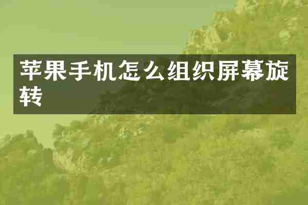 苹果手机怎么组织屏幕旋转