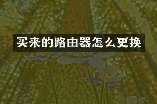 买来的路由器怎么更换