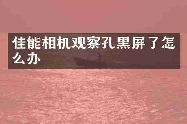 佳能相机观察孔黑屏了怎么办