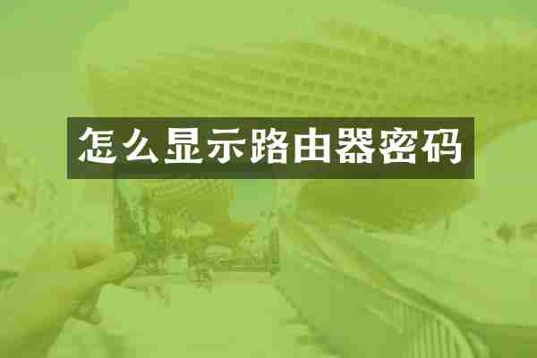 怎么显示路由器密码