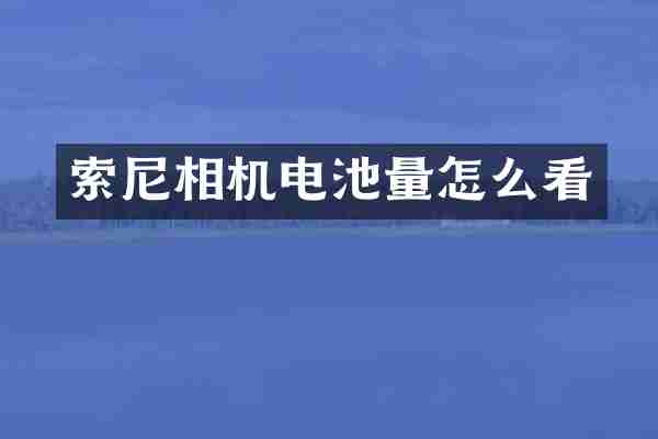 索尼相机电池量怎么看