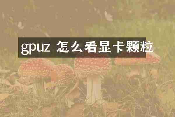 gpuz 怎么看显卡颗粒