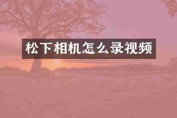 松下相机怎么录视频