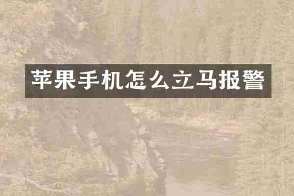 苹果手机怎么立马报警