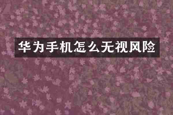 华为手机怎么无视风险