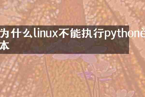 为什么linux不能执行python脚本