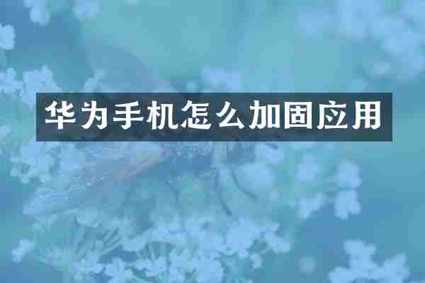 华为手机怎么加固应用