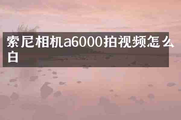 索尼相机a6000拍视频怎么发白